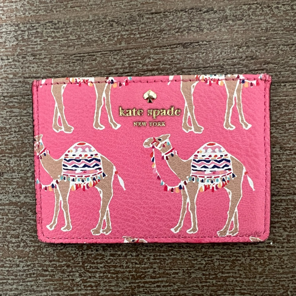 Kate Spade Vibrant Pink Camel Print Card Holder